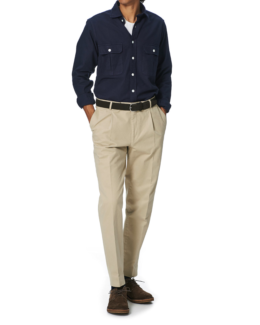 Homme | Chemises | Drake's | The Work Twill Shirt Navy