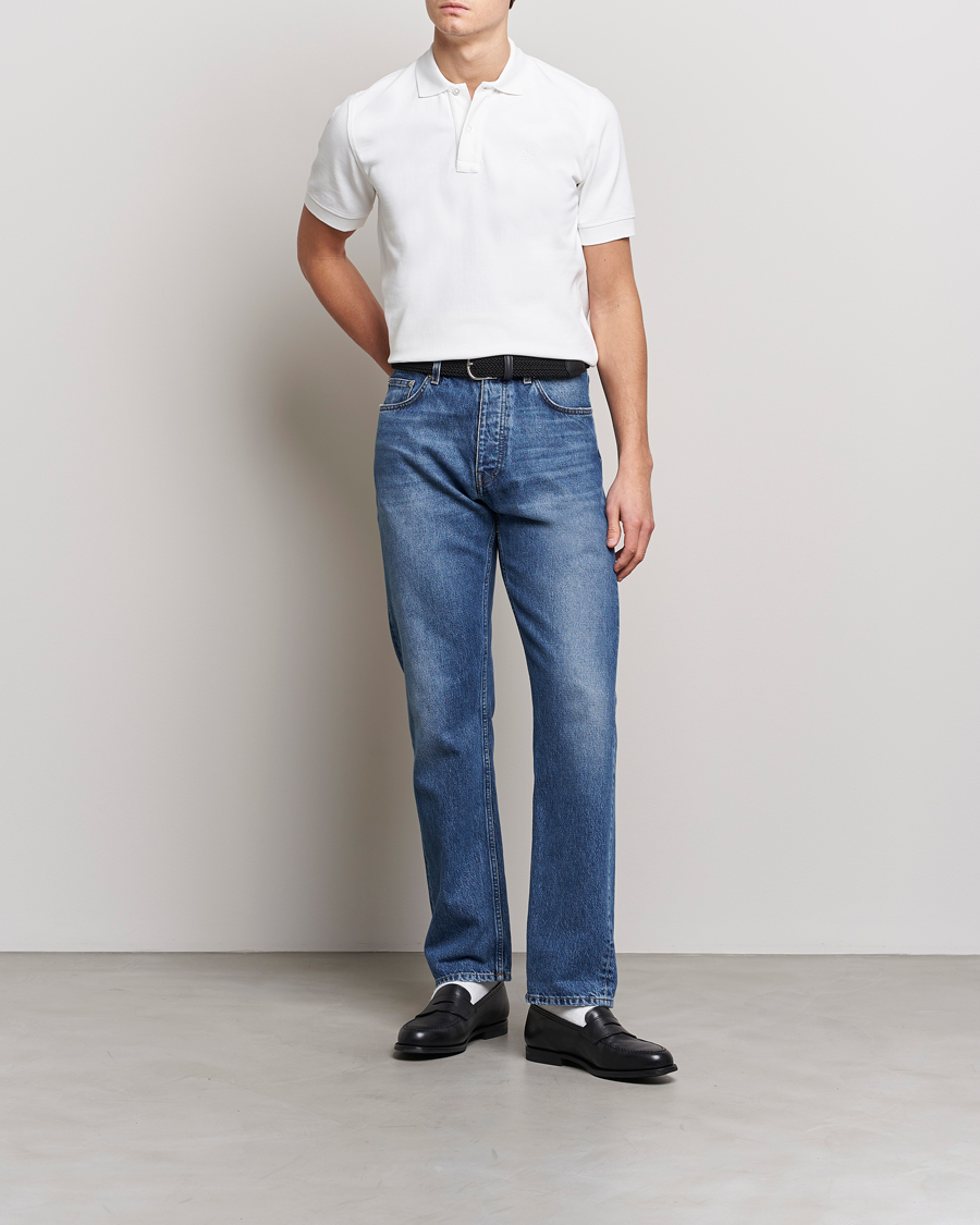 Homme | Polos | Drake's | Short Sleeve Pique Polo White