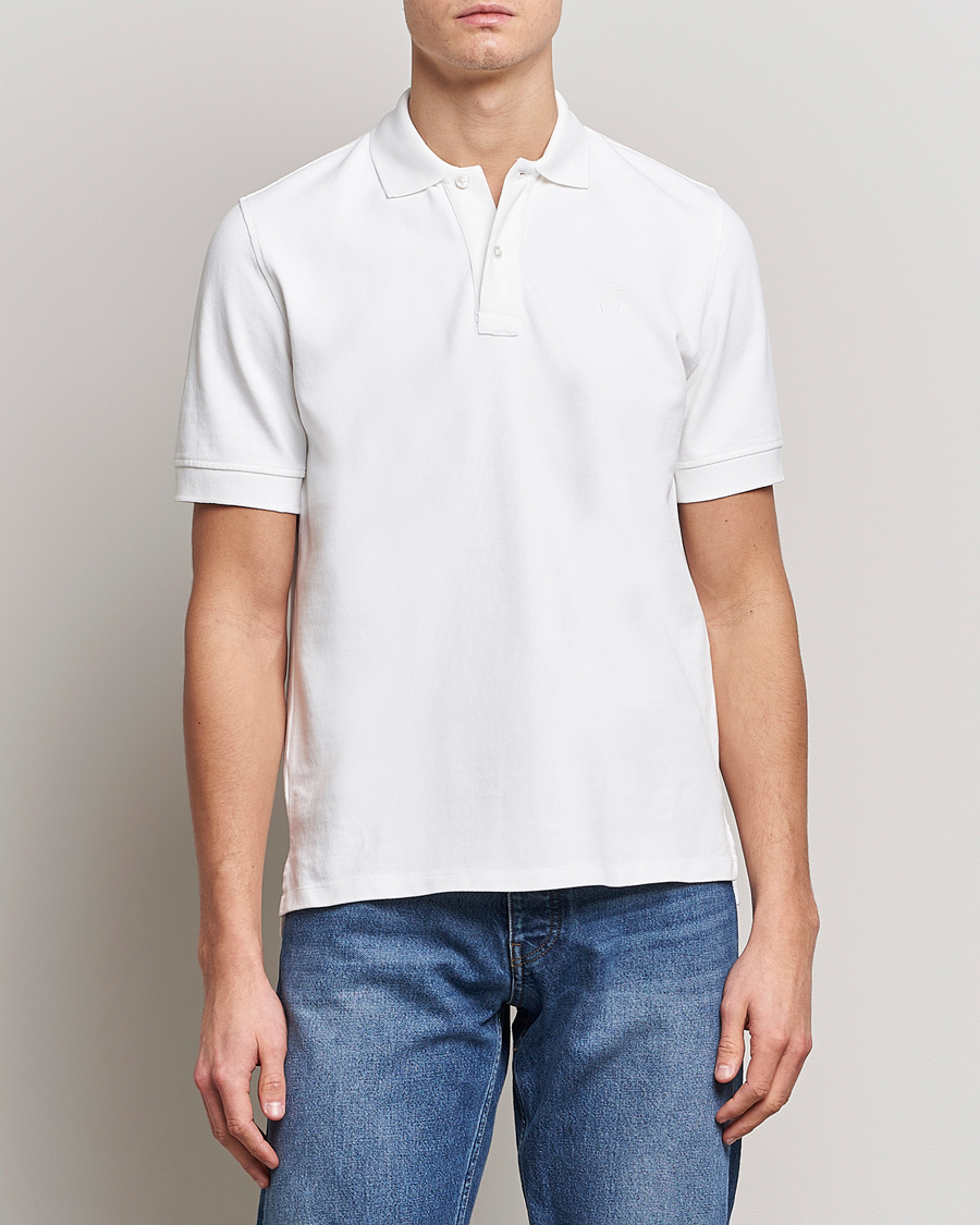 Homme | Polos | Drake's | Short Sleeve Pique Polo White