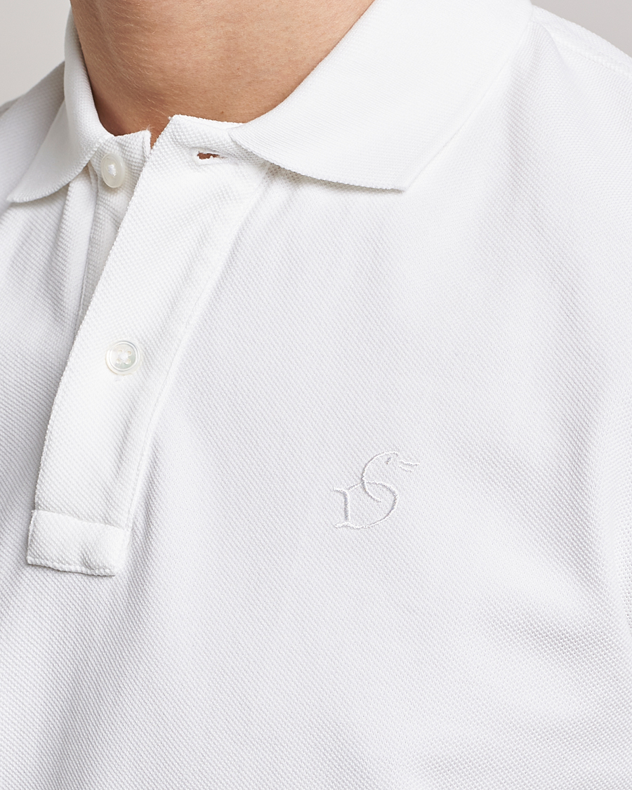 Homme | Polos | Drake's | Short Sleeve Pique Polo White