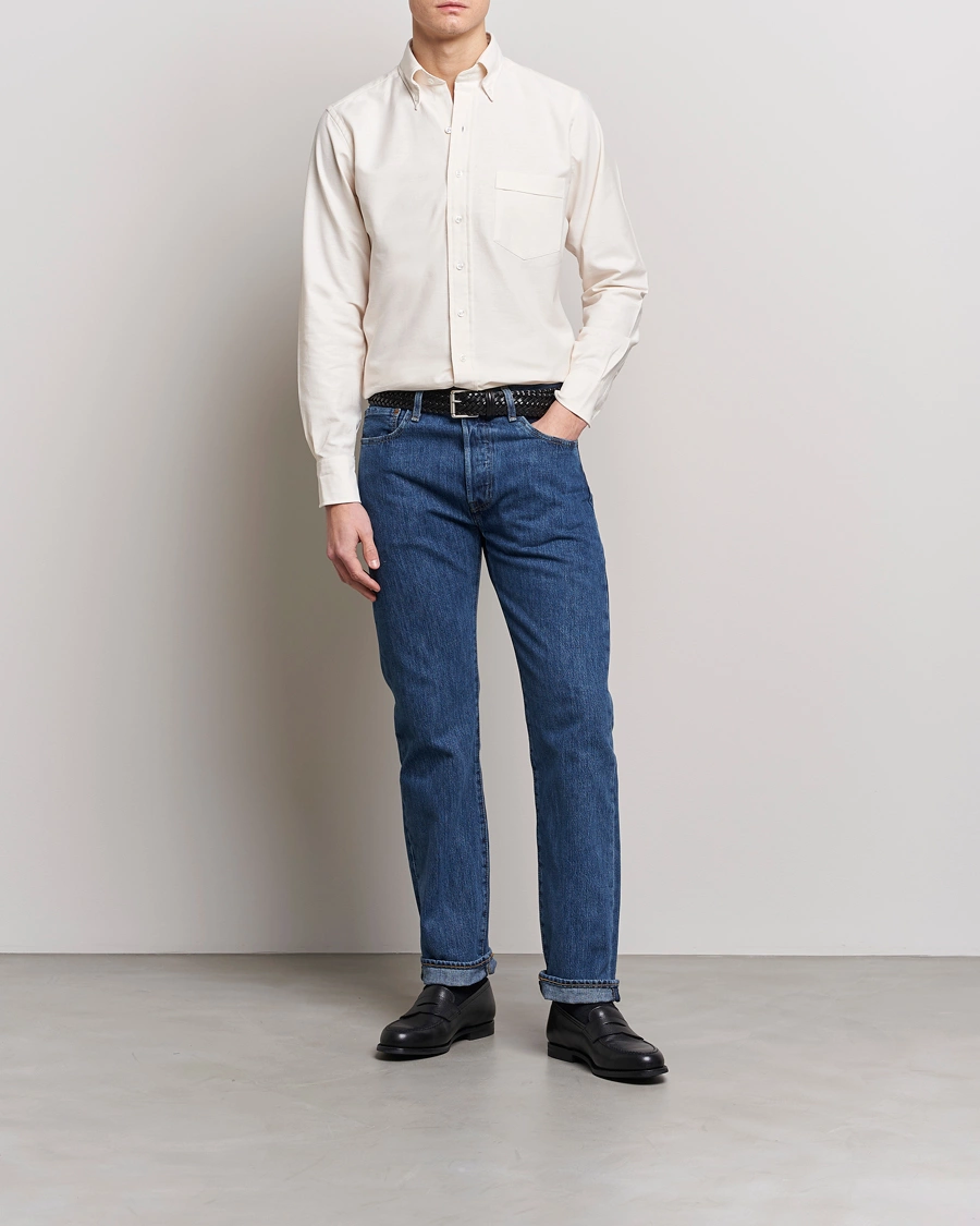Heren | Overhemden | Drake's | Button Down Oxford Shirt Cream
