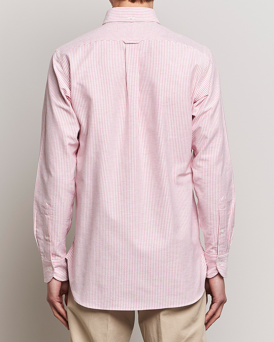 Homme | Chemises | Drake's | Striped Button Down Oxford Shirt White/Red