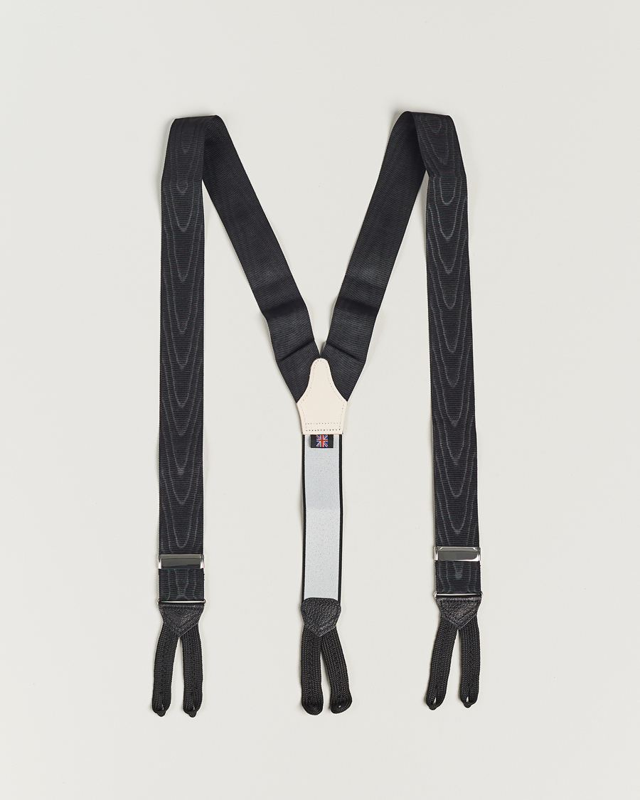 Homme | Albert Thurston Moiré Braces 40mm Black | Albert Thurston | Moiré Braces 40mm Black