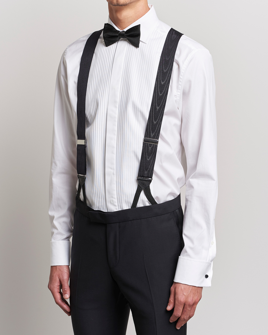 Homme | Albert Thurston Moiré Braces 40mm Black | Albert Thurston | Moiré Braces 40mm Black