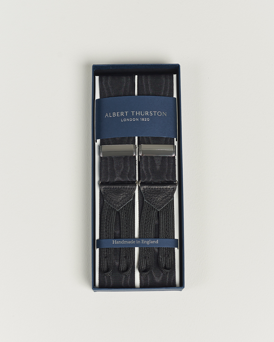 Homme | Albert Thurston Moiré Braces 40mm Black | Albert Thurston | Moiré Braces 40mm Black