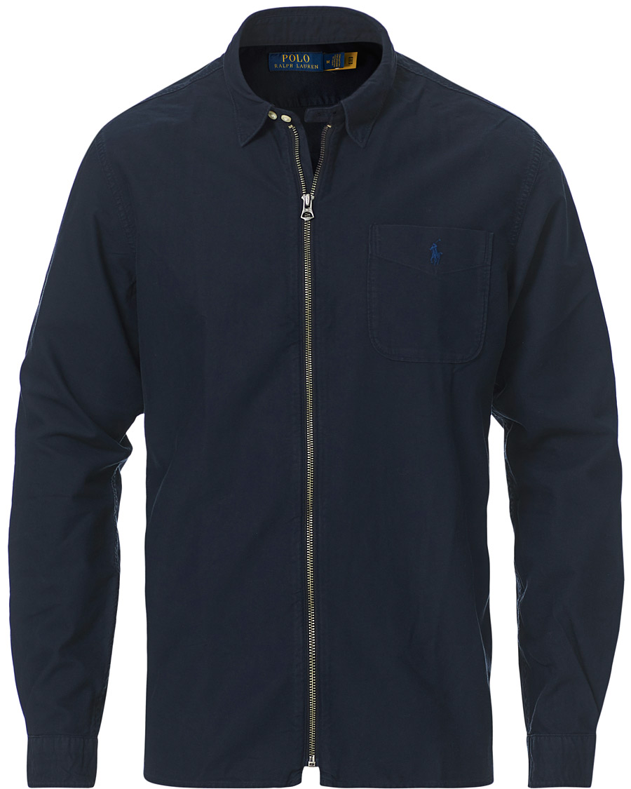 Homme | Chemises | Polo Ralph Lauren | Garment Dyed Oxford Full-Zip Overshirt RL Navy