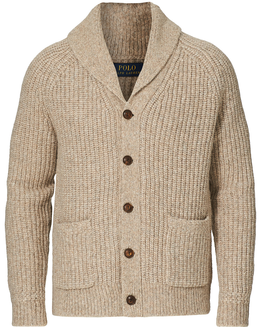 Homme | Pulls Et Tricots | Polo Ralph Lauren | Wool Knitted Shawl Cardigan Oatmeal Heather