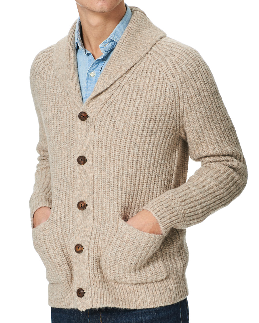 Homme | Pulls Et Tricots | Polo Ralph Lauren | Wool Knitted Shawl Cardigan Oatmeal Heather