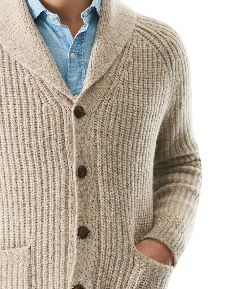 Homme | Pulls Et Tricots | Polo Ralph Lauren | Wool Knitted Shawl Cardigan Oatmeal Heather