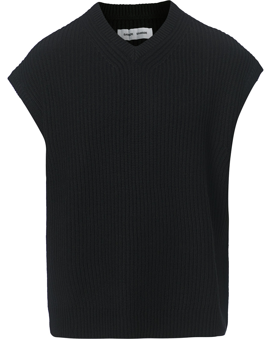 Homme | Pulls Et Tricots | Samsøe Samsøe | Samsøe & Samsøe Anders Knitted Wool Vest Black