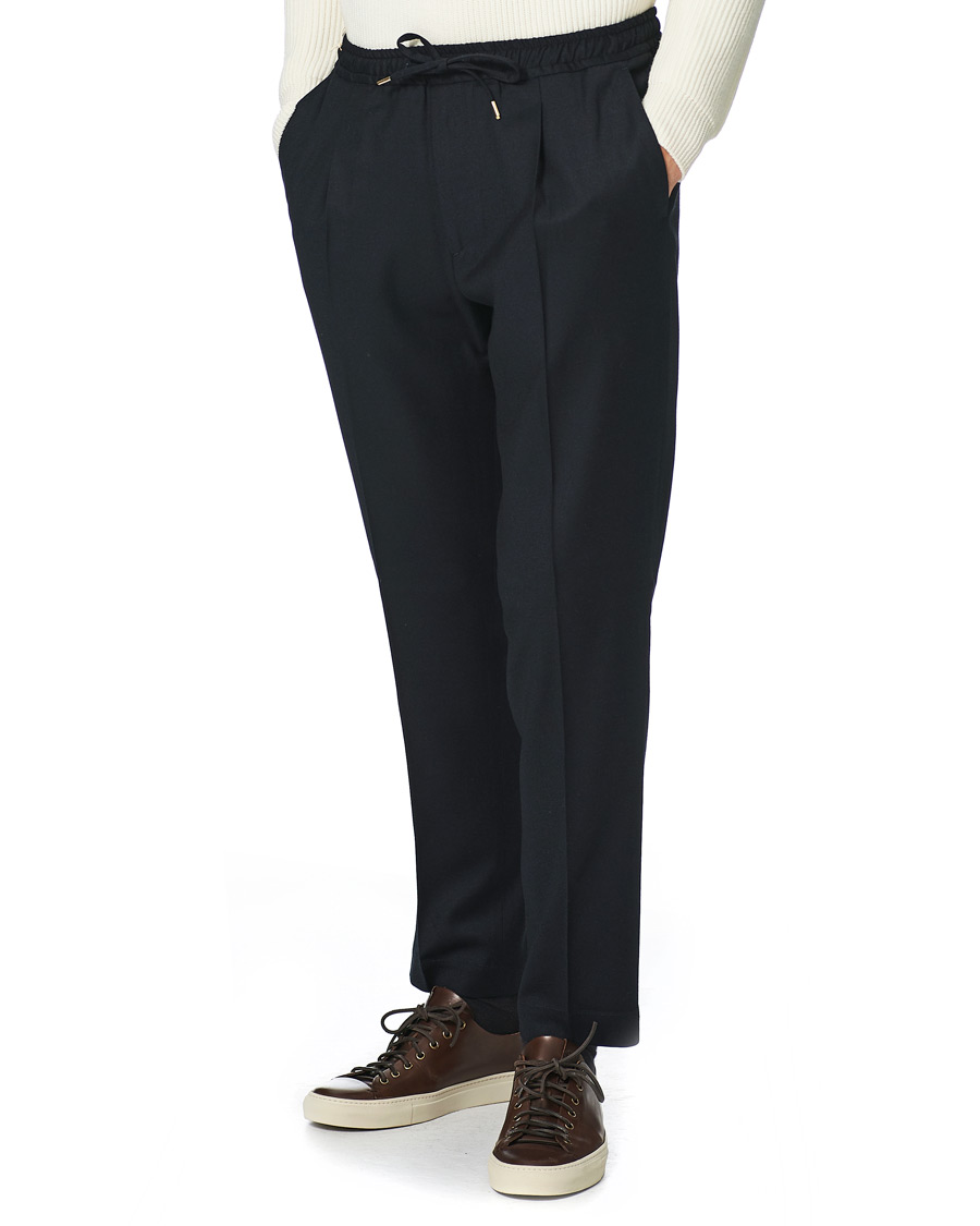 Homme | Pantalons | Briglia 1949 | Wimbeldon Drawstring Flannel Trousers Navy