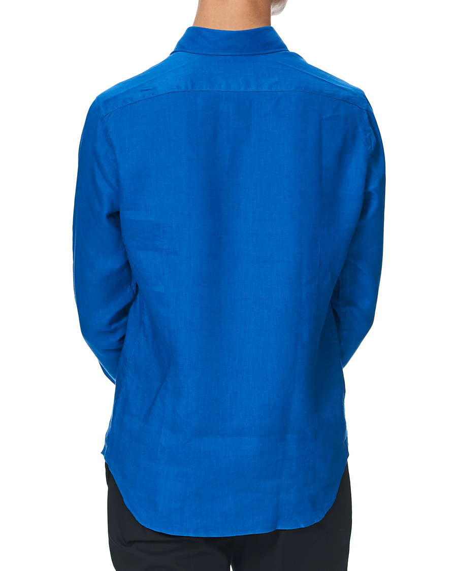 Homme | Chemises | Kamakura Shirts | Slim Fit Linen Shirt Cobalt Blue