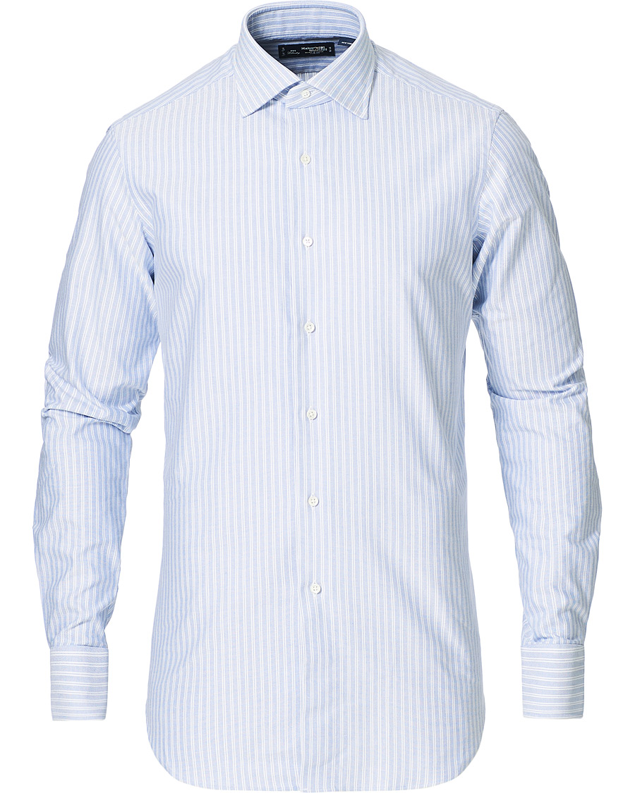 Homme | Chemises | Kamakura Shirts | Slim Fit Striped Oxford Shirt Blue/White