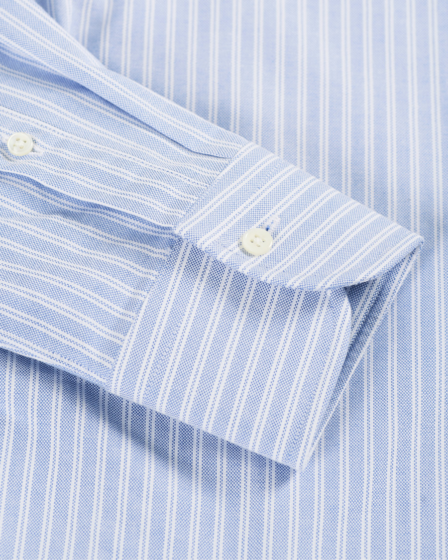 Homme | Chemises | Kamakura Shirts | Slim Fit Striped Oxford Shirt Blue/White
