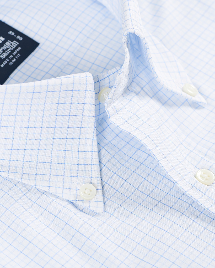 Homme | Chemises | Kamakura Shirts | Slim Fit Broadcloth Button Down Shirt Light Blue