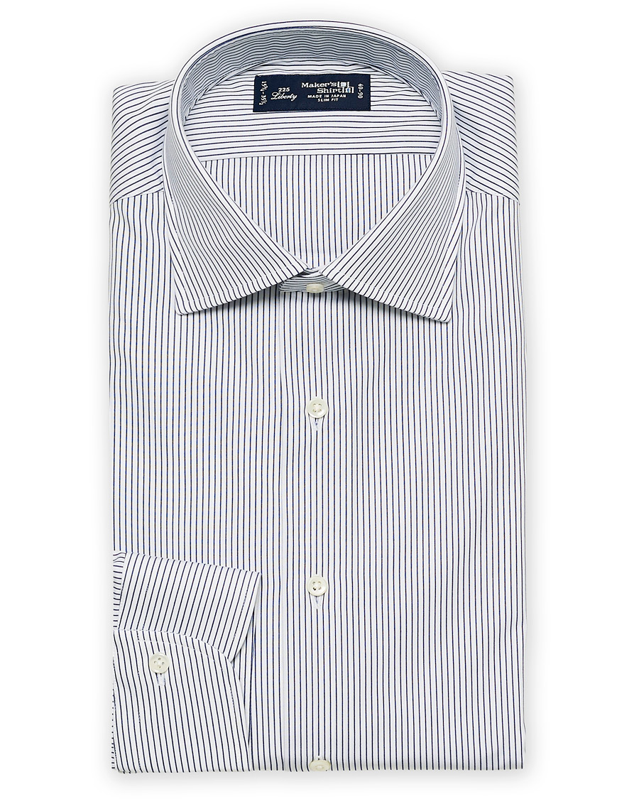 Homme | Chemises | Kamakura Shirts | Slim Fit Broadcloth Shirt Blue Stripe
