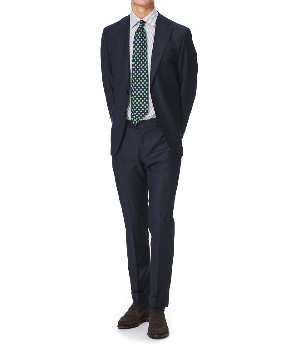 Homme | Chemises | Kamakura Shirts | Slim Fit Broadcloth Shirt Blue Stripe