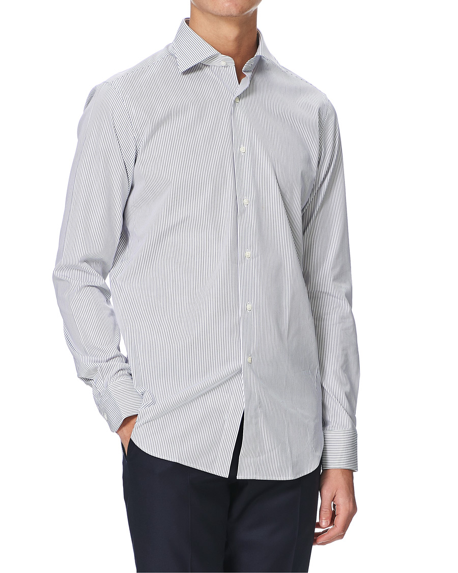 Homme | Chemises | Kamakura Shirts | Slim Fit Broadcloth Shirt Blue Stripe
