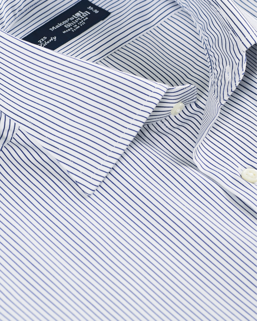 Homme | Chemises | Kamakura Shirts | Slim Fit Broadcloth Shirt Blue Stripe
