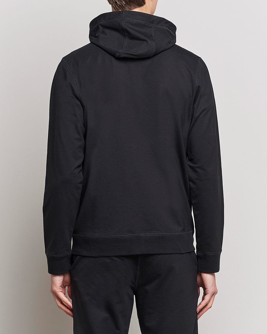 Heren | Truien | Sunspel | Active Full Zip Hood Black