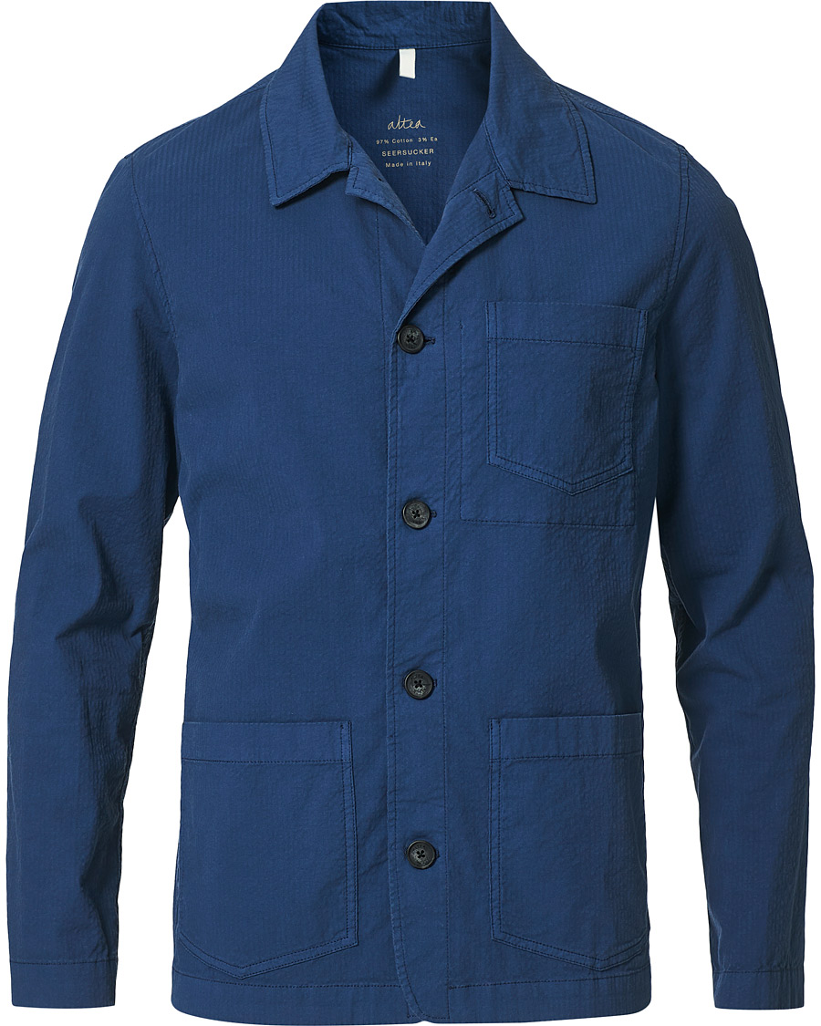 Homme | Chemises | Altea | Seersucker Overshirt Navy