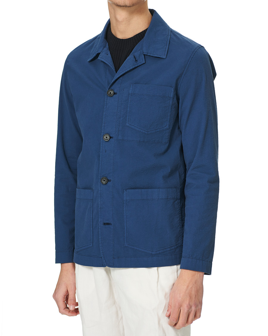 Homme | Chemises | Altea | Seersucker Overshirt Navy