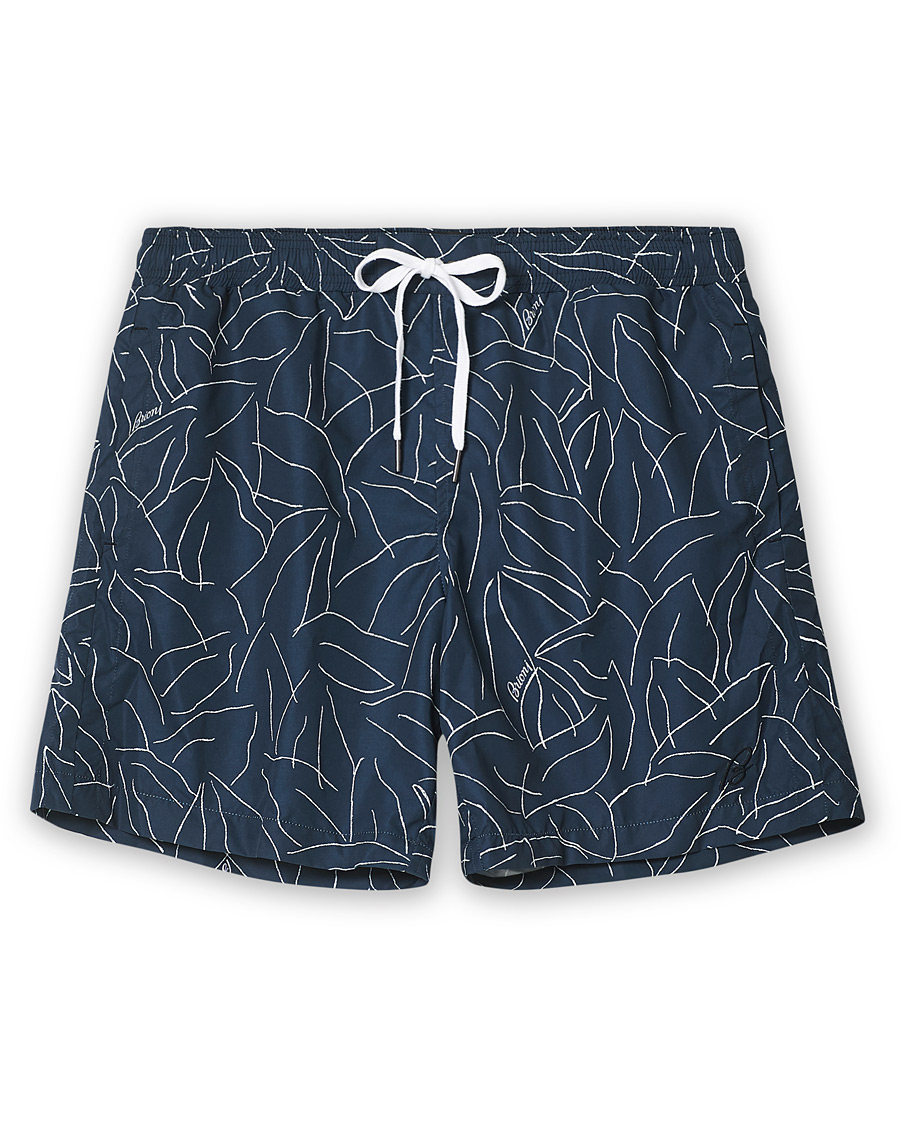 Heren | Zwembroek | Brioni | Foliage Print Swim Trunks Navy