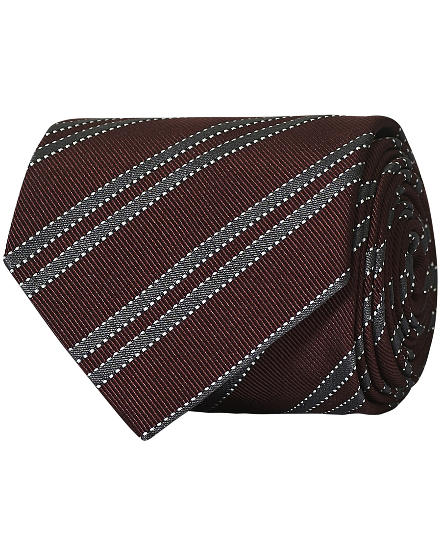 Homme | Brioni Regimental Stripe Silk Tie Burgundy 8 cm | Brioni | Regimental Stripe Silk Tie Burgundy 8 cm