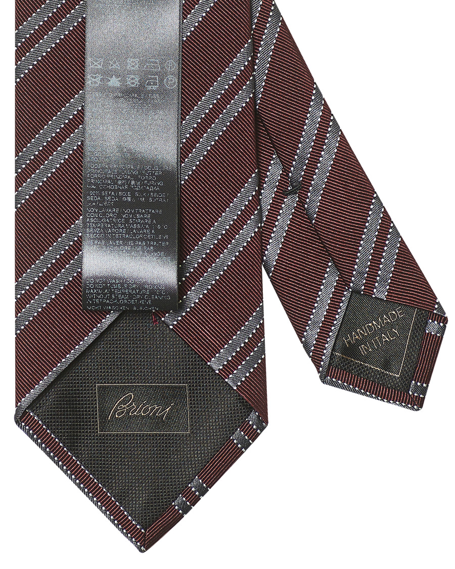Homme | Brioni Regimental Stripe Silk Tie Burgundy 8 cm | Brioni | Regimental Stripe Silk Tie Burgundy 8 cm