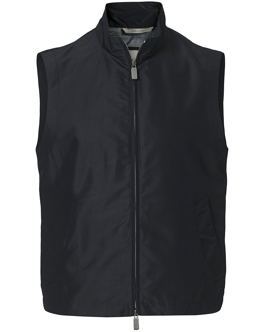 Homme | Manteaux Et Vestes | Canali | Microfiber Nylon Gilet Navy