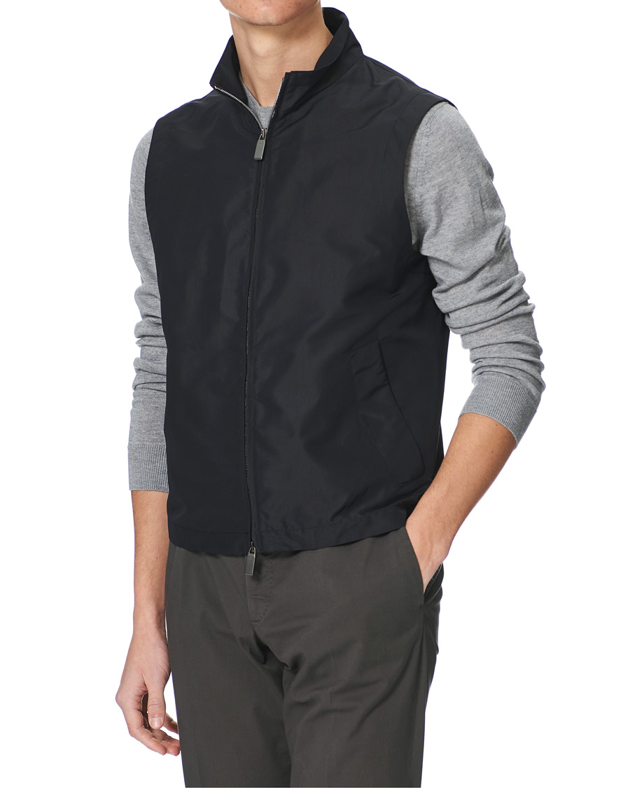 Homme | Manteaux Et Vestes | Canali | Microfiber Nylon Gilet Navy