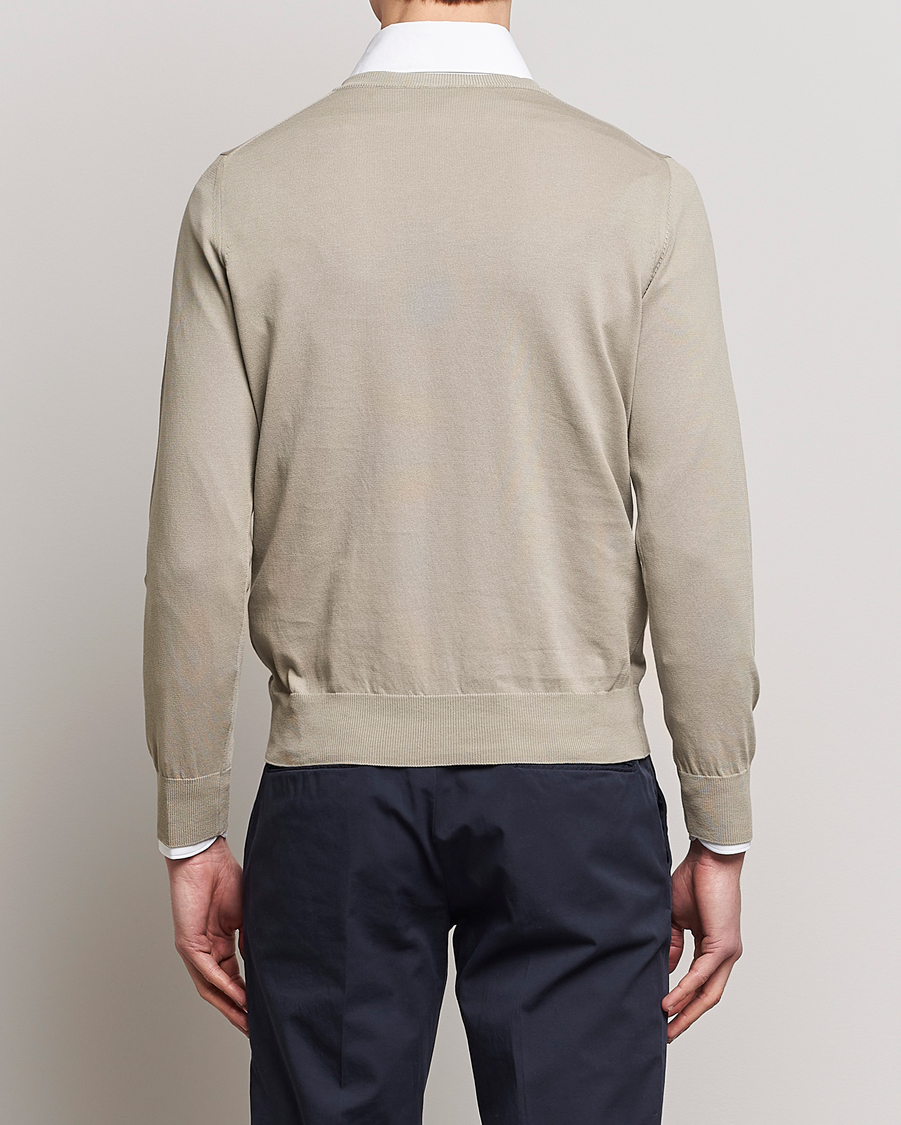 Homme | Pulls Et Tricots | Canali | Cotton V-Neck Pullover Sage