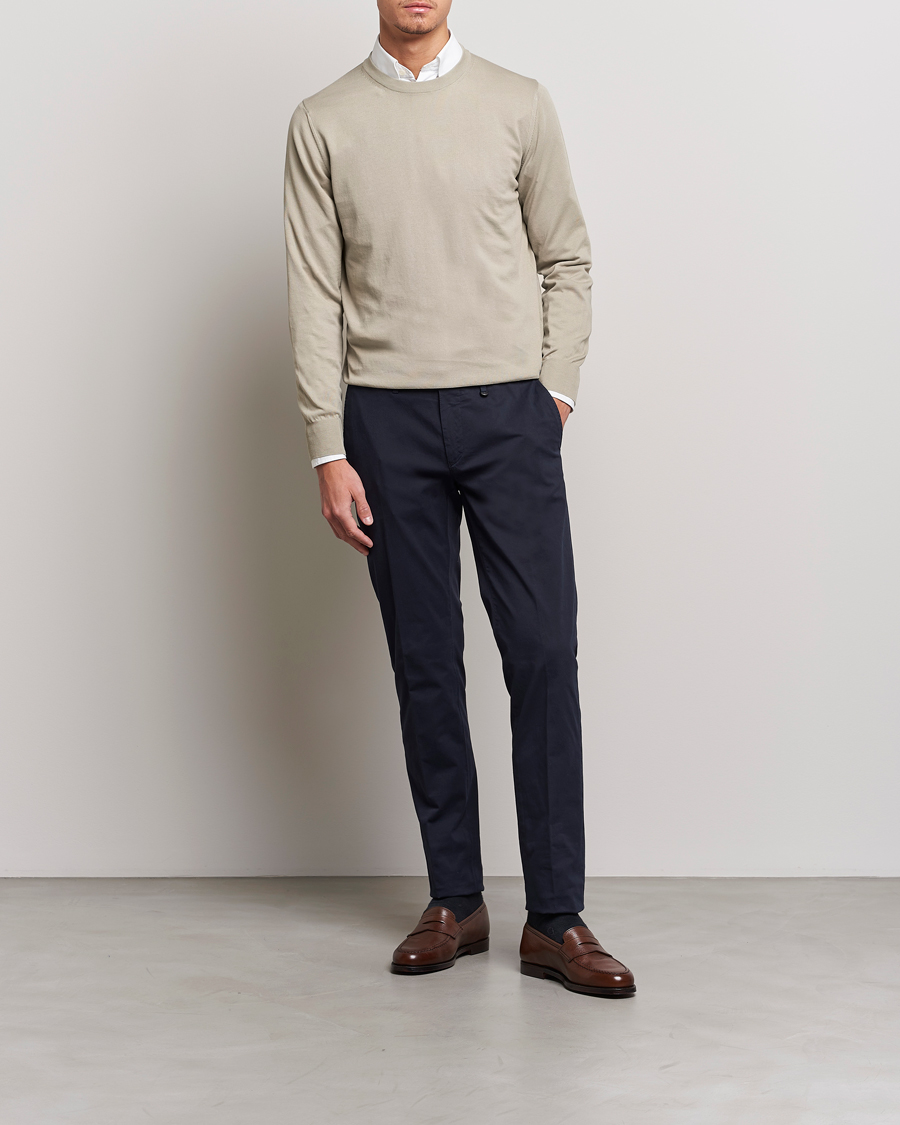 Homme | Pantalons | Canali | Cotton Stretch Chinos Navy