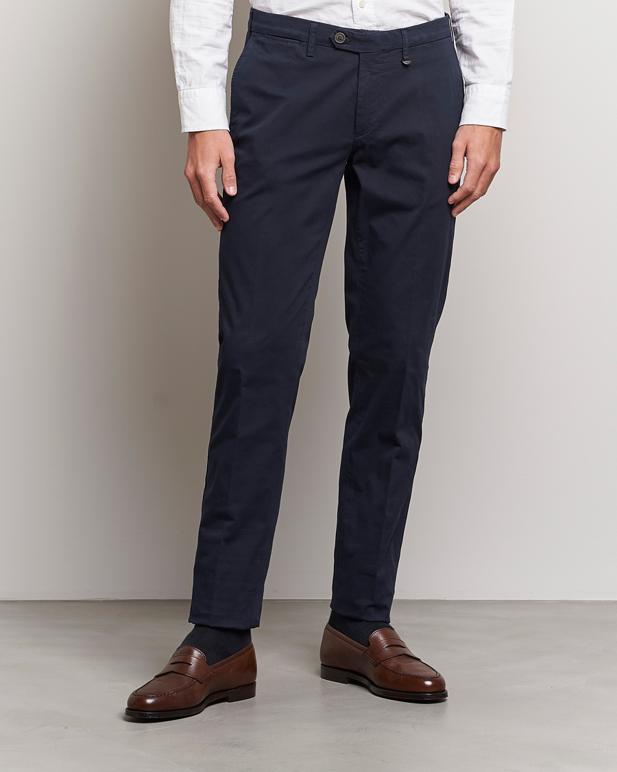 Homme | Pantalons | Canali | Cotton Stretch Chinos Navy