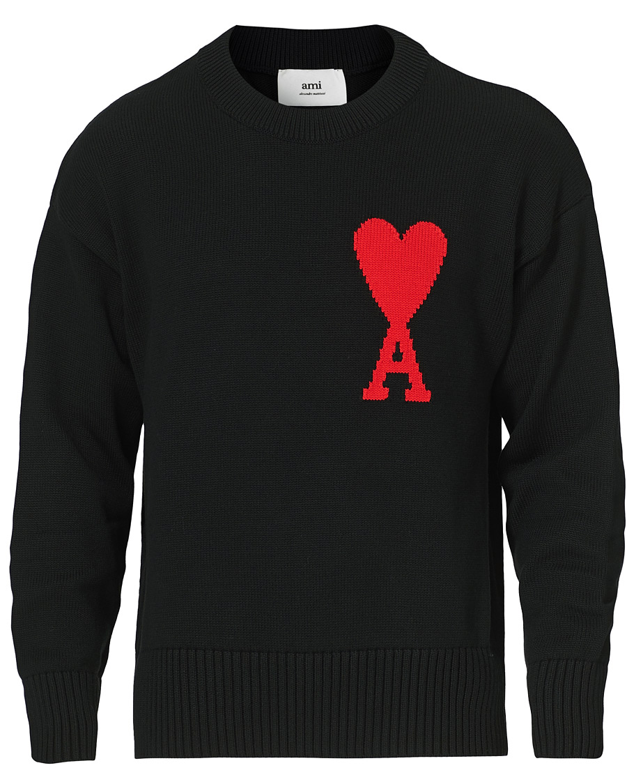 Homme | Pulls Et Tricots | AMI | Big Heart Knitted Crew Neck Black