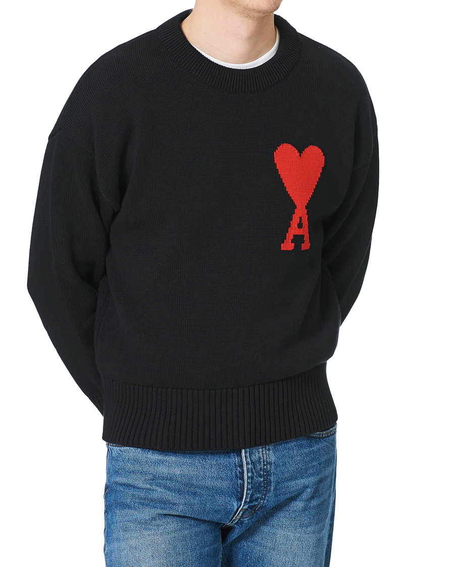 Homme | Pulls Et Tricots | AMI | Big Heart Knitted Crew Neck Black