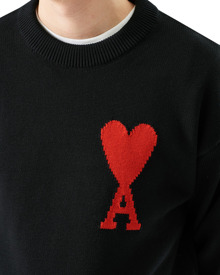 Homme | Pulls Et Tricots | AMI | Big Heart Knitted Crew Neck Black