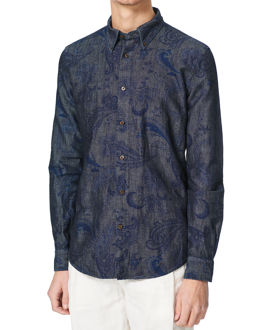 Heren | Overhemden | Etro | Paisley Denim Shirt Indigo
