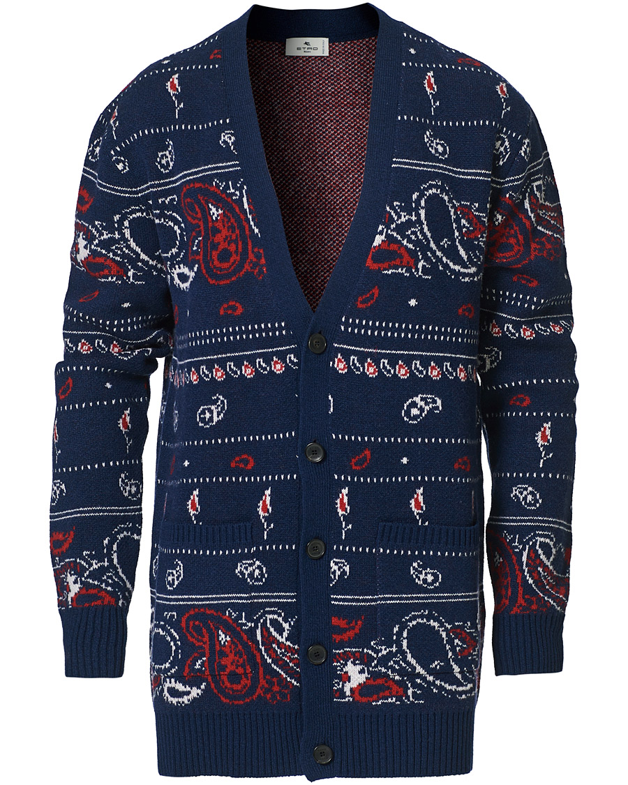 Homme | Pulls Et Tricots | Etro | Jacquard Wool/Cashmere Cardigan Navy