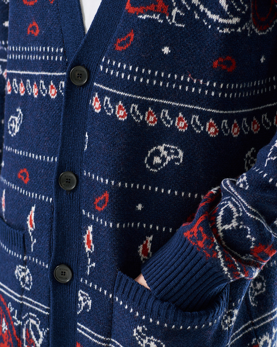 Homme | Pulls Et Tricots | Etro | Jacquard Wool/Cashmere Cardigan Navy