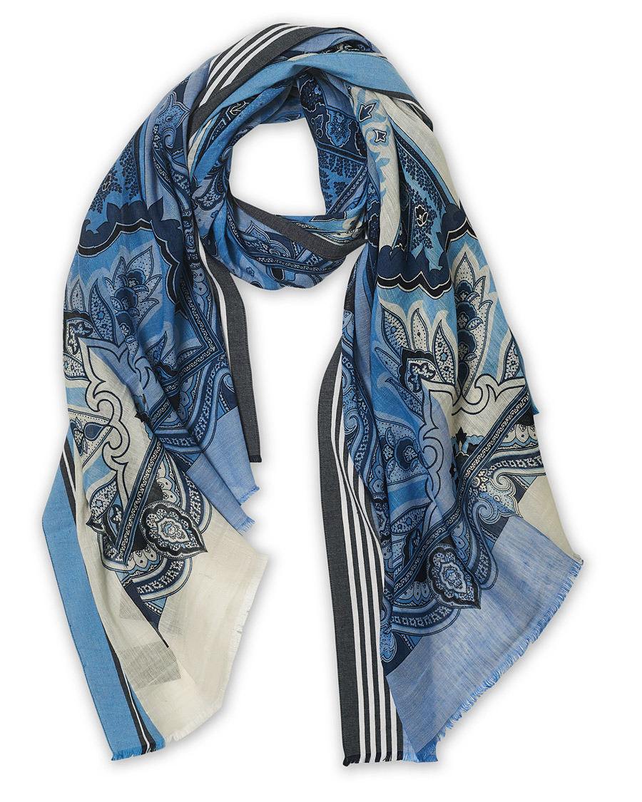 Homme | Etro Paisley Linen Scarf Light Blue | Etro | Paisley Linen Scarf Light Blue
