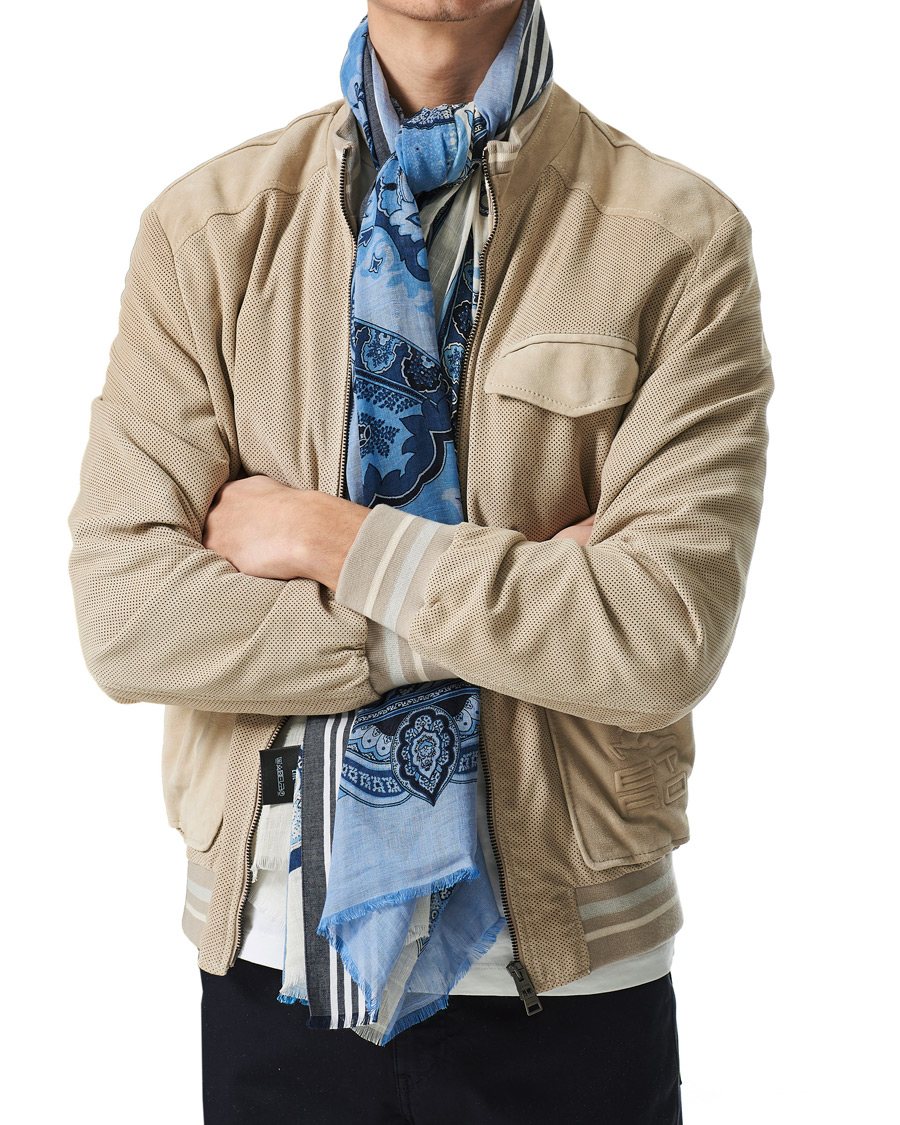 Homme | Etro Paisley Linen Scarf Light Blue | Etro | Paisley Linen Scarf Light Blue