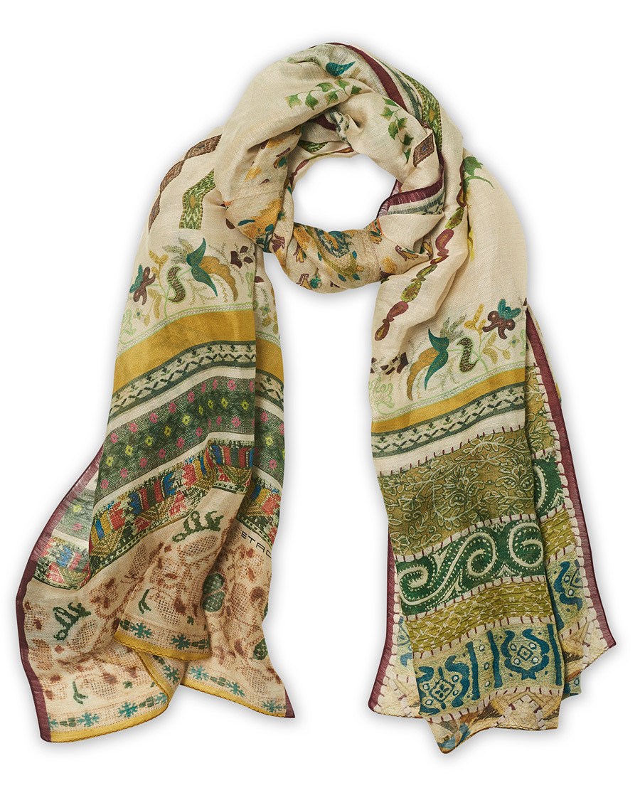 Homme | Etro Shaal Nur Linen/Silk Scarf Beige/Green | Etro | Shaal Nur Linen/Silk Scarf Beige/Green