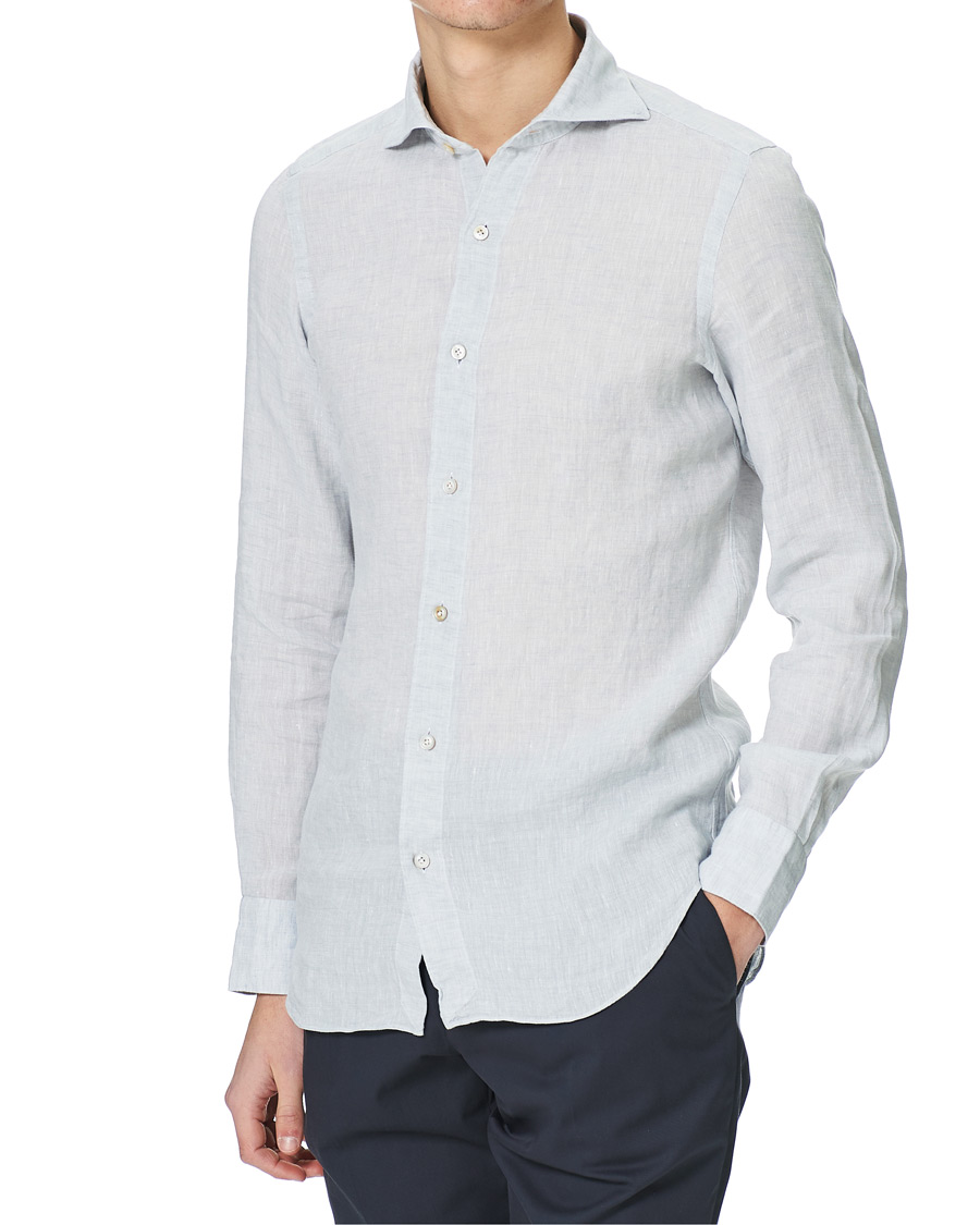 Homme | Chemises | Finamore Napoli | Tokyo Slim Fit Linen Shirt Light Grey