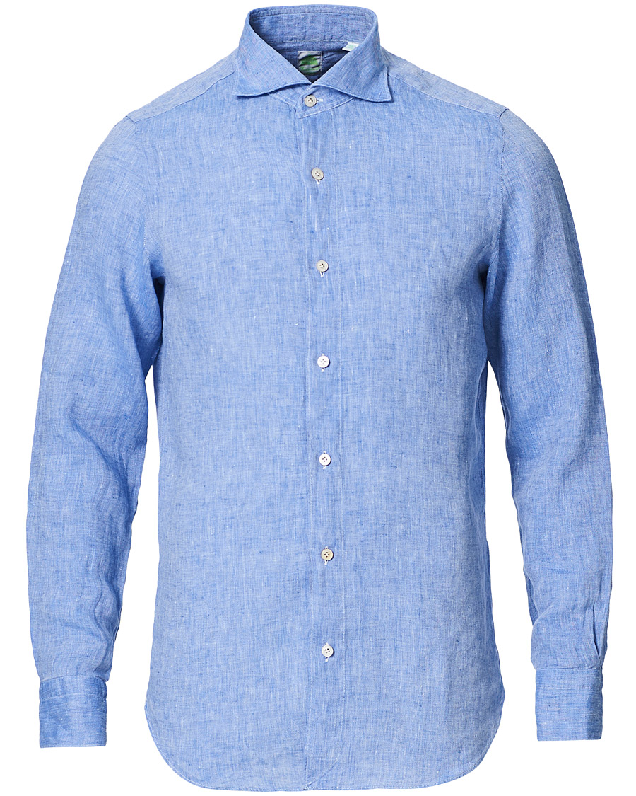Homme | Chemises | Finamore Napoli | Tokyo Slim Fit Linen Shirt Light Blue
