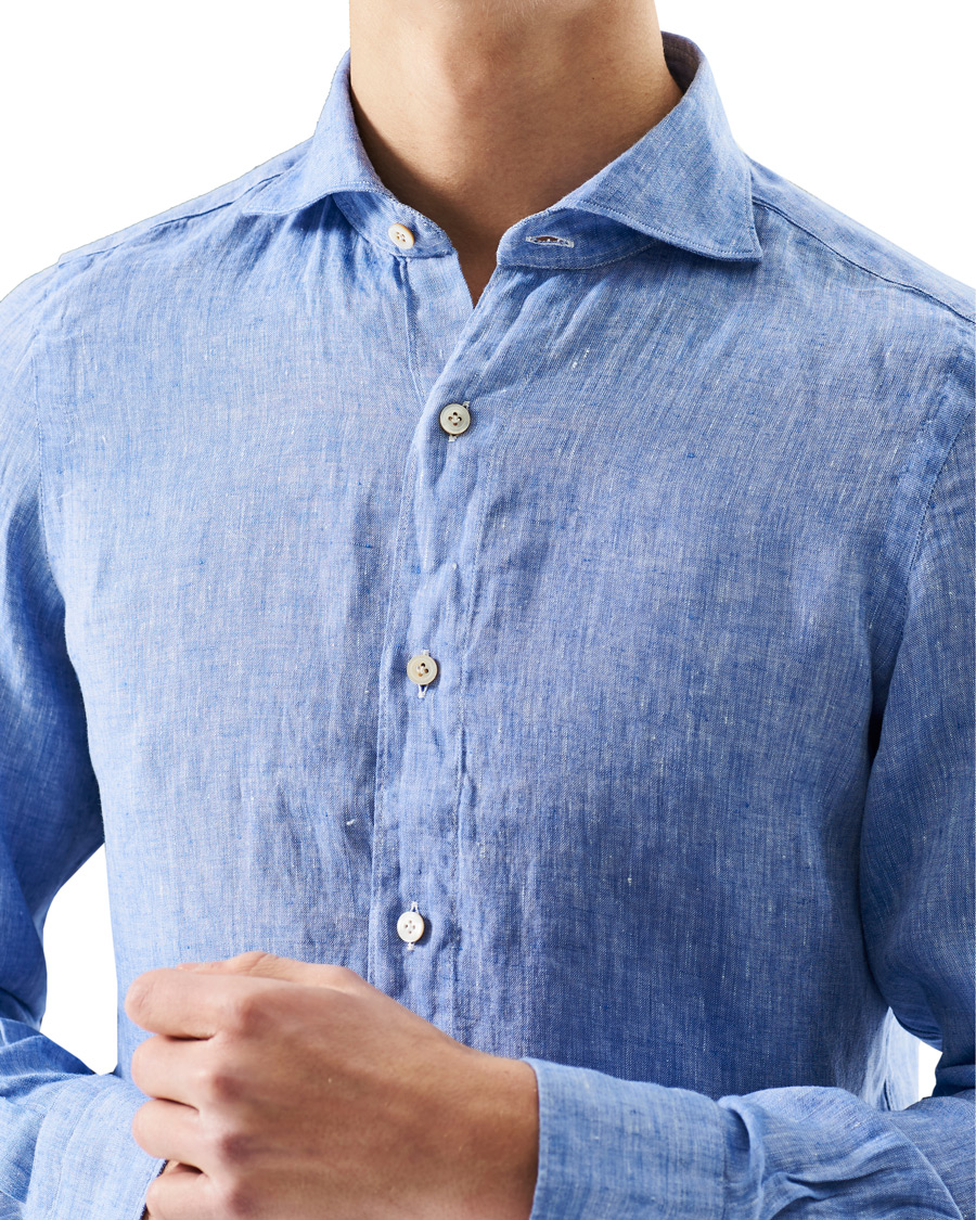 Homme | Chemises | Finamore Napoli | Tokyo Slim Fit Linen Shirt Light Blue