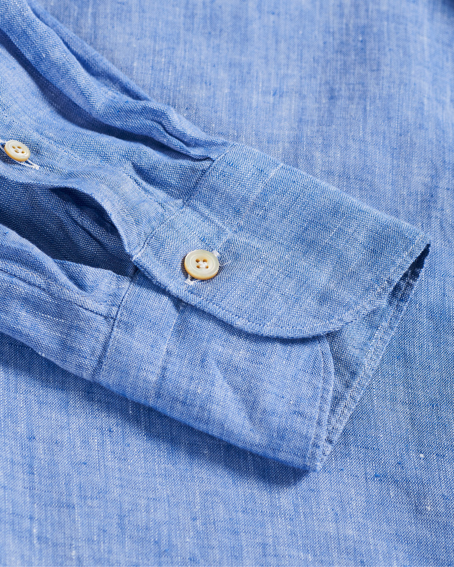 Homme | Chemises | Finamore Napoli | Tokyo Slim Fit Linen Shirt Light Blue