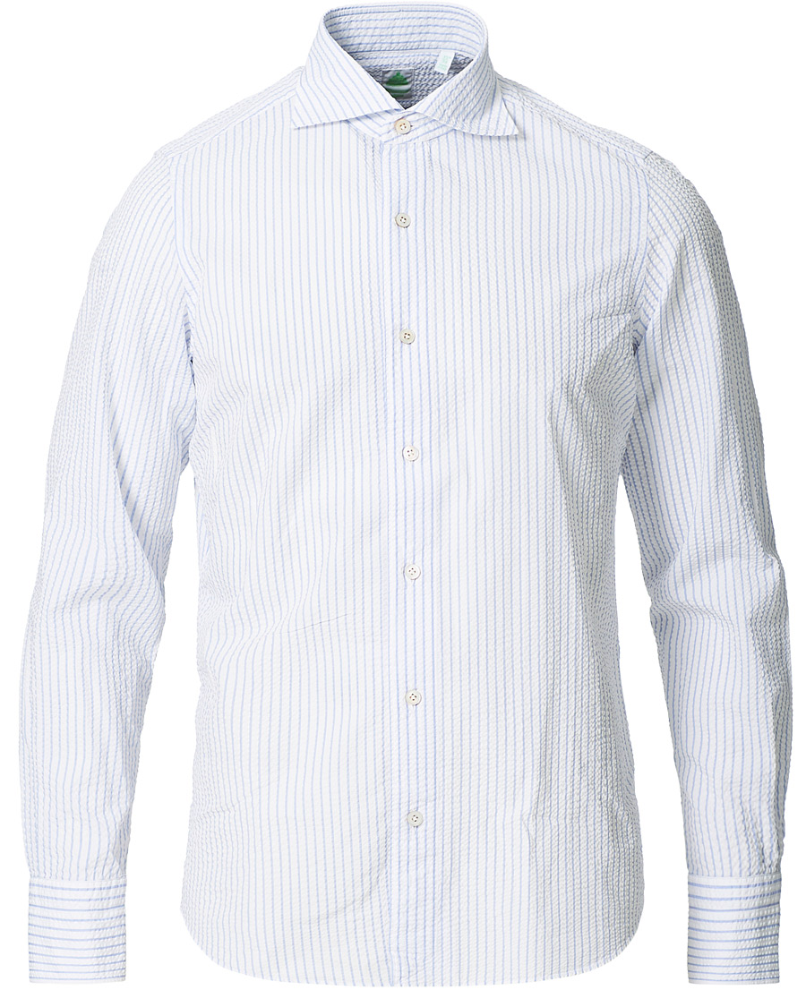 Homme | Chemises | Finamore Napoli | Tokyo Slim Fit Seersucker Shirt Light Blue