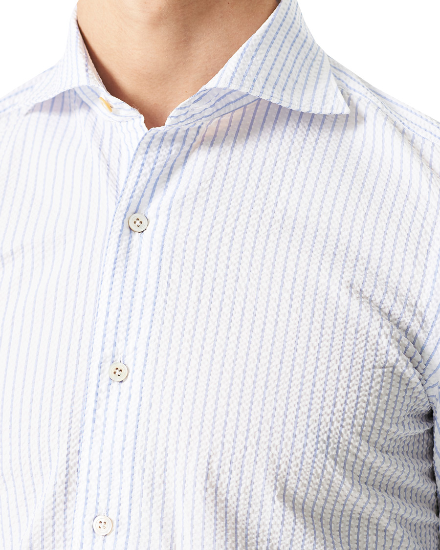Homme | Chemises | Finamore Napoli | Tokyo Slim Fit Seersucker Shirt Light Blue
