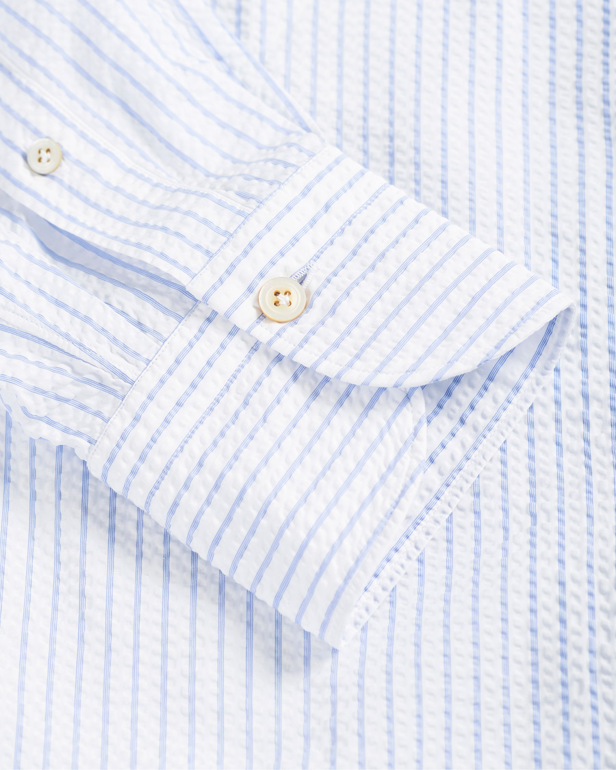 Homme | Chemises | Finamore Napoli | Tokyo Slim Fit Seersucker Shirt Light Blue